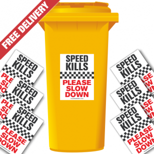 Speed Kills Please Slow Down Speed Reduction Wheelie Bin Stickers